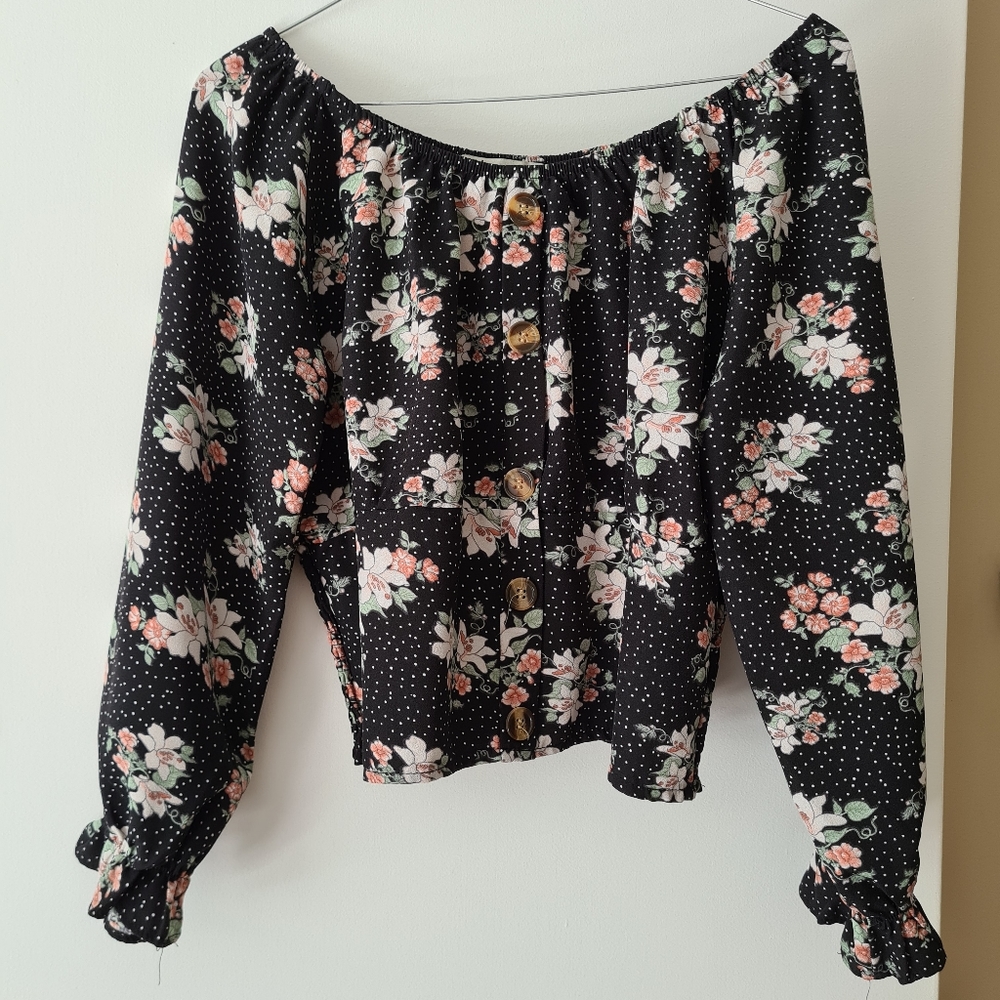 Black Shirt with flowers design